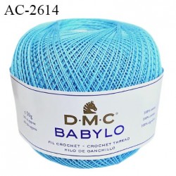 Pelote de fil à crochet fin DMC Babylo 100% coton couleur bleu grosseur 20 pour crochet de 1,25 à 1,50 mm prix pour une pelote