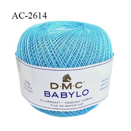 Pelote de fil à crochet fin DMC Babylo 100% coton couleur bleu grosseur 20 pour crochet de 1,25 à 1,50 mm prix pour une pelote