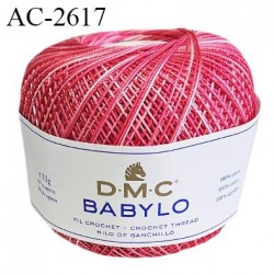 Pelote de fil à crochet fin DMC Babylo 100% coton couleur rose en dégradé grosseur 20 pour crochet de 1,25 à 1,50 mm