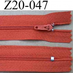 fermeture zip à glissière 20 cm couleur rouille non séparable zip nylon largeur 2,7 cm largeur de la glissière 4 mm