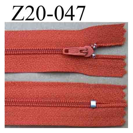 fermeture éclair 20 cm couleur rouille non séparable zip nylon largeur 2,7 cm largeur de la glissière 4 mm