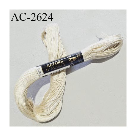 Echevette retors d'Alsace DMC 100% coton perlé n°8 couleur écru fabriqué en France prix pour une échevette de 20 g soit environ