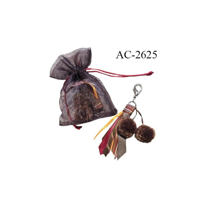 Accessoire décor porte-clé aux couleurs d'automne hauteur 10 cm vendu avec sa pochette
