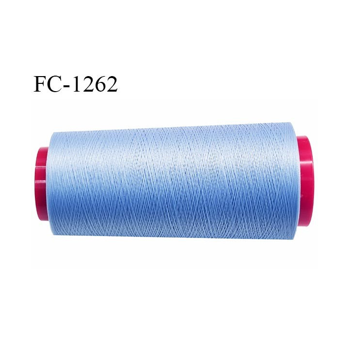 Cone de fil 1000 m mousse polyester n° 110 polyester couleur bleu longueur 1000  mètres bobiné en France