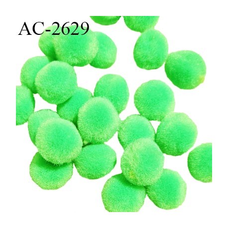 Pompon décor couleur vert fluo diamètre 15 mm prix à la pièce