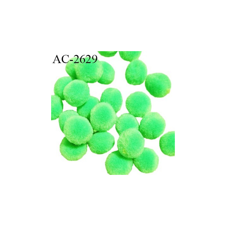 Pompon décor couleur vert fluo diamètre 15 mm prix à la pièce