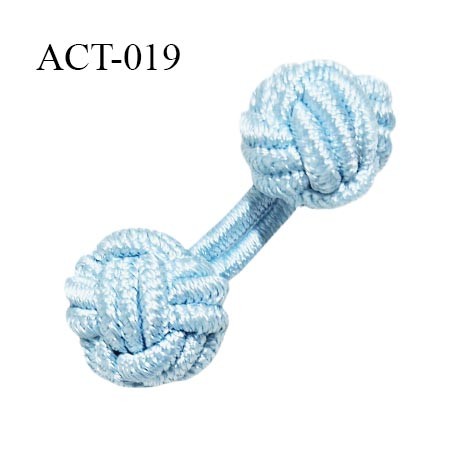 Accessoire décor bouton de manchette cordon élastique couleur bleu ciel longueur 25 mm diamètre 10 mm prix à l'unité