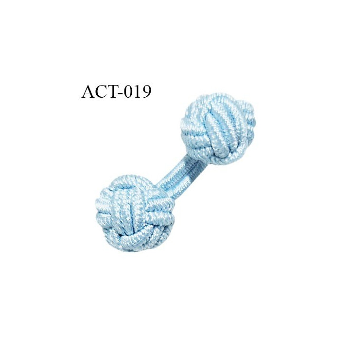 Accessoire décor bouton de manchette cordon élastique couleur bleu ciel longueur 25 mm diamètre 10 mm prix à l'unité