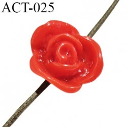 Décor accessoire perle fleur couleur rouge en forme de rose diamètre 14 mm avec passage pour un cordon de 1 mm prix à la pièce