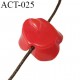 Décor accessoire perle fleur couleur rouge en forme de rose avec passage pour un cordon de 1 mm prix à la pièce
