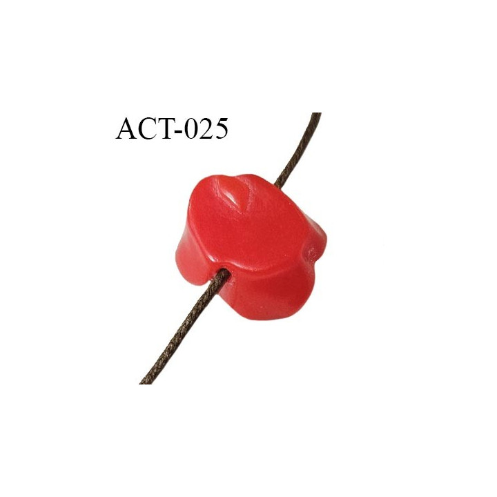 Décor accessoire perle fleur couleur rouge en forme de rose avec passage pour un cordon de 1 mm prix à la pièce