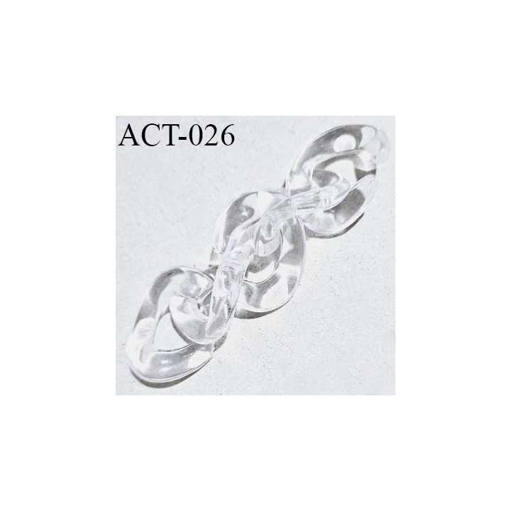 Maillon ouvert en PVC transparent à assembler pour former une chaîne hauteur 33 mm largeur 25 mm épaisseur 5 mm prix à la pièce