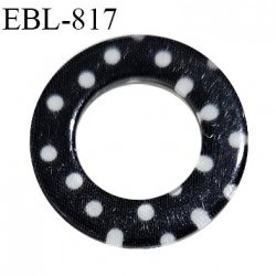 Anneau 14 mm en pvc bain et lingerie couleur noir à pois blancs diamètre intérieur 14 mm diamètre extérieur 25 mm