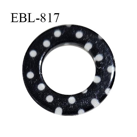 Anneau 14 mm en pvc bain et lingerie couleur noir à pois blancs diamètre intérieur 14 mm diamètre extérieur 25 mm