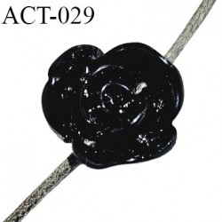 Décor accessoire perle fleur couleur noir en forme de rose diamètre 14 mm avec passage pour un cordon de 1 mm prix à la pièce