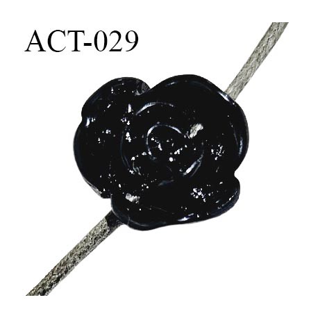 Décor accessoire perle fleur couleur noir en forme de rose diamètre 14 mm avec passage pour un cordon de 1 mm prix à la pièce