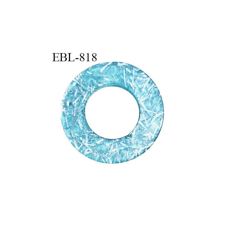 Anneau 15 mm en pvc bain et lingerie couleur bleu avec incrustations argentées diamètre intérieur 15 mm