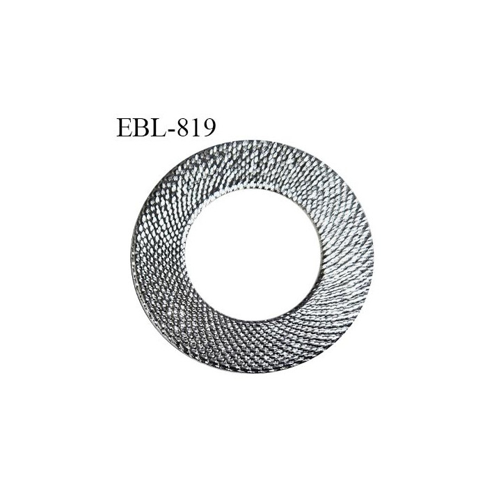 Anneau 24 mm en métal argenté aspect tressé diamètre intérieur 24 mm diamètre extérieur 44 mm épaisseur 2 mm prix à l'unité
