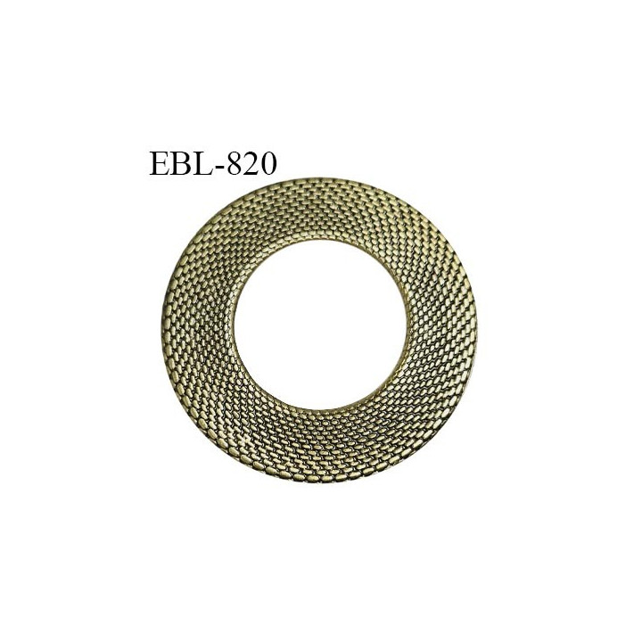 Anneau 24 mm en métal couleur laiton doré aspect tressé diamètre intérieur 24 mm diamètre extérieur 44 mm