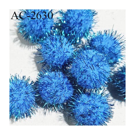 Pompon décor couleur bleu diamètre 18 mm prix à la pièce