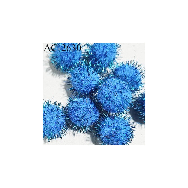 Pompon décor couleur bleu diamètre 18 mm prix à la pièce