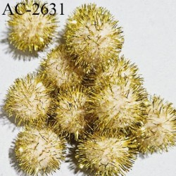 Pompon décor couleur jaune doré diamètre 18 mm prix à la pièce