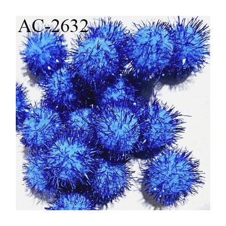 Pompon décor couleur bleu diamètre 18 mm prix à la pièce