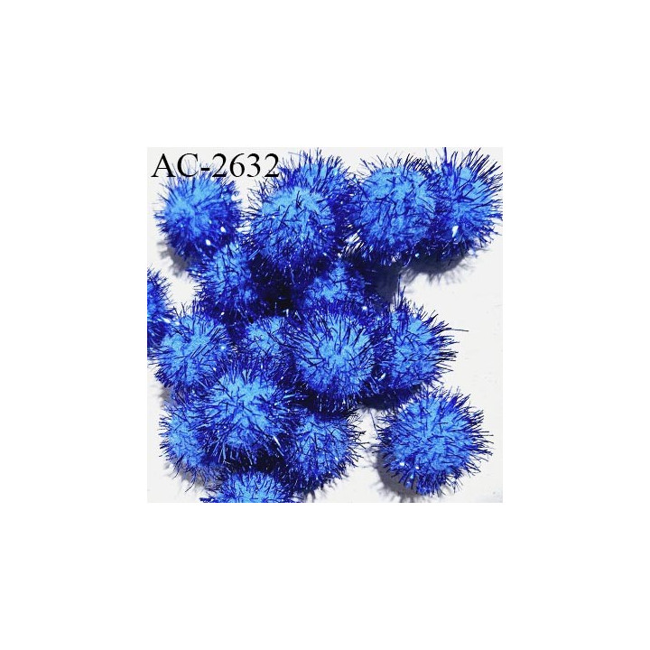 Pompon décor couleur bleu diamètre 18 mm prix à la pièce
