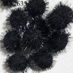 Pompon décor couleur noir diamètre 18 mm prix à la pièce