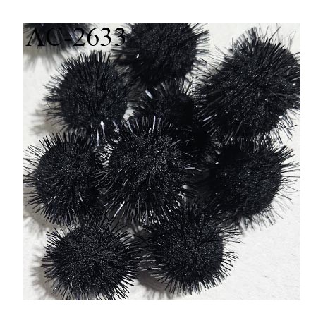 Pompon décor couleur noir diamètre 18 mm prix à la pièce