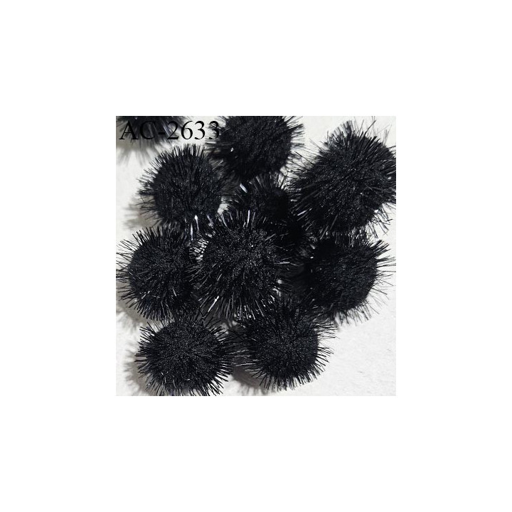 Pompon décor couleur noir diamètre 18 mm prix à la pièce
