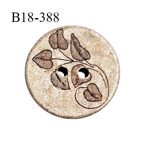 Bouton coco 18 mm avec motif gravé fabriqué en France 2 trous diamètre 18 mm épaisseur 3 mm prix à la pièce