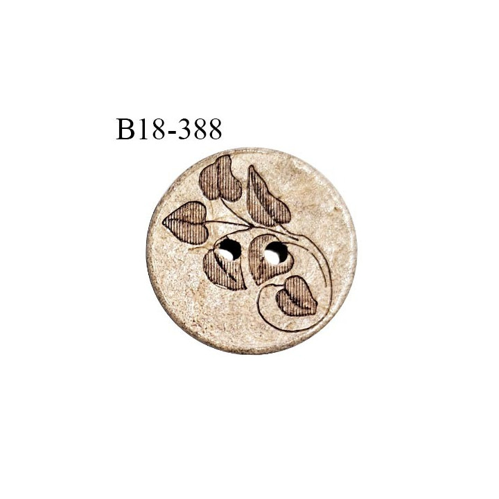 Bouton coco 18 mm avec motif gravé fabriqué en France 2 trous diamètre 18 mm épaisseur 3 mm prix à la pièce