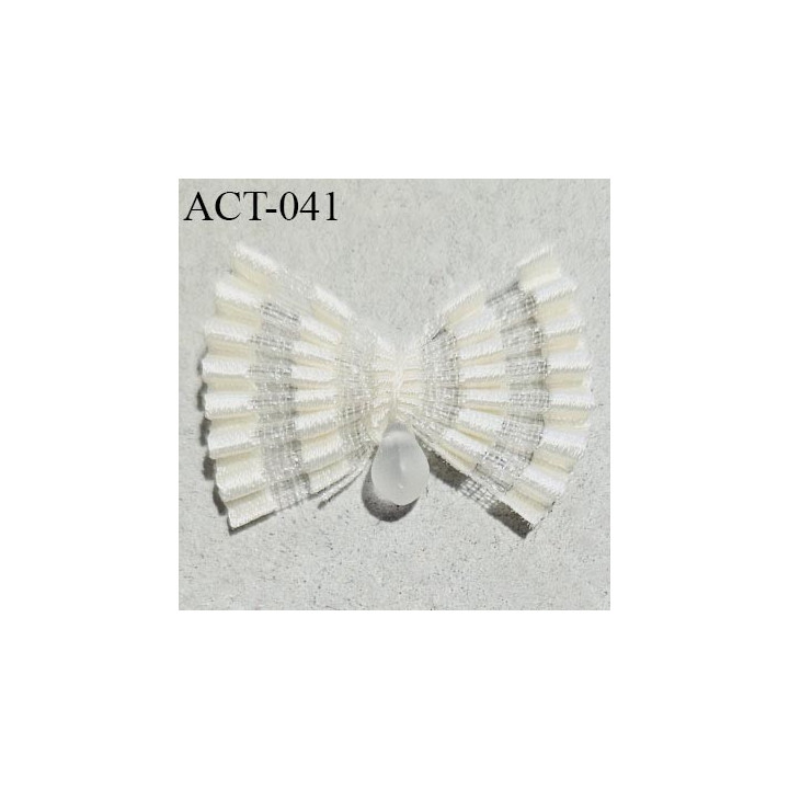Noeud lingerie 25 mm couleur écru largeur 25 mm hauteur 15 mm avec perle mini goutte prix à la pièce