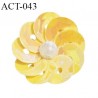 Décor ornement lingerie et autres en forme de fleur en sequins couleur jaune diamètre 11 mm prix à la pièce