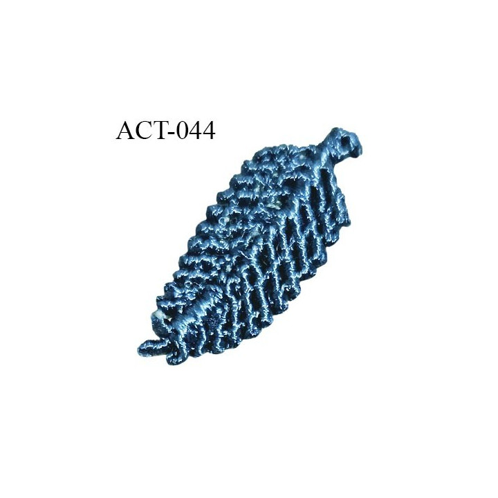 Décor ornement lingerie et autres en forme de feuille couleur bleu hauteur 25 mm largeur 10 mm prix à la pièce