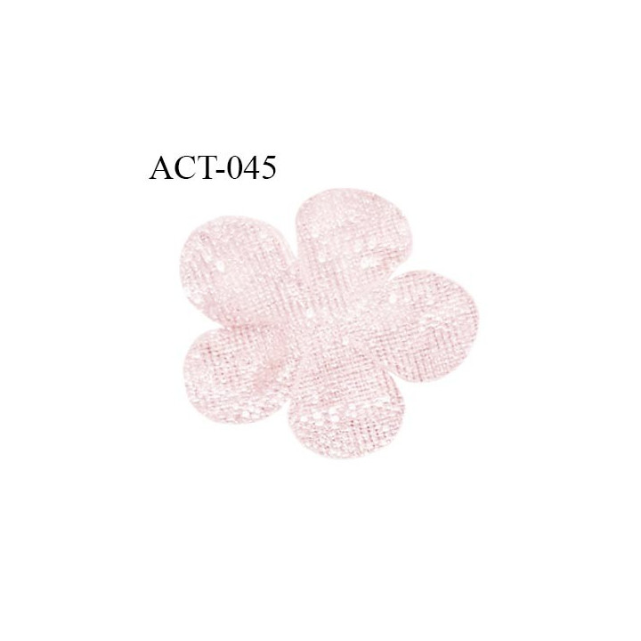 Décor ornement lingerie et autres en forme de fleur en mousseline brillante couleur rose diamètre 15 mm prix à la pièce