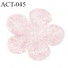 Décor ornement lingerie et autres en forme de fleur en mousseline brillante couleur rose diamètre 15 mm prix à la pièce