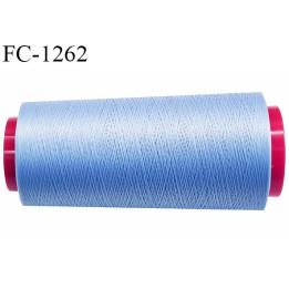 Cone de fil 2000 m mousse polyester n° 110 polyester couleur bleu longueur 2000  mètres bobiné en France