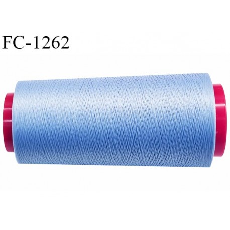 Cone de fil 2000 m mousse polyester n° 110 polyester couleur bleu longueur 2000 mètres bobiné en France