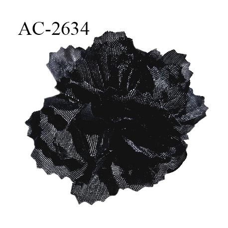 Décor ornement fleur en tissu à coudre diamètre 5 cm couleur noir prix à l'unité