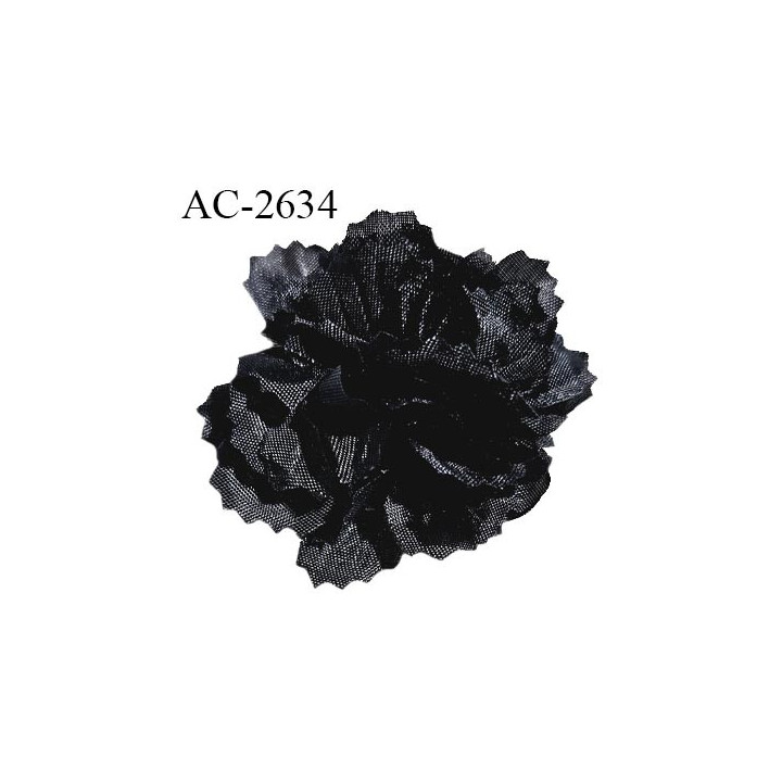 Décor ornement fleur en tissu à coudre diamètre 5 cm couleur noir prix à l'unité