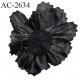 Décor ornement fleur en tissu à coudre diamètre 5 cm couleur noir prix à l'unité