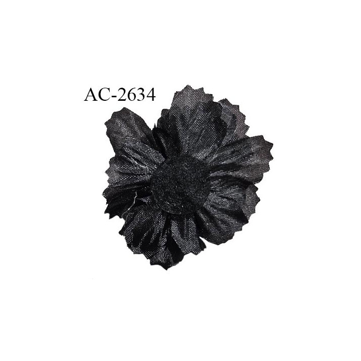 Décor ornement fleur en tissu à coudre diamètre 5 cm couleur noir prix à l'unité