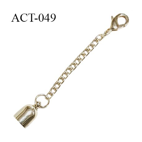 Attache pompon 6 mm de diamètre intérieur couleur or avec fermoir en métal et chainette prix à la pièce