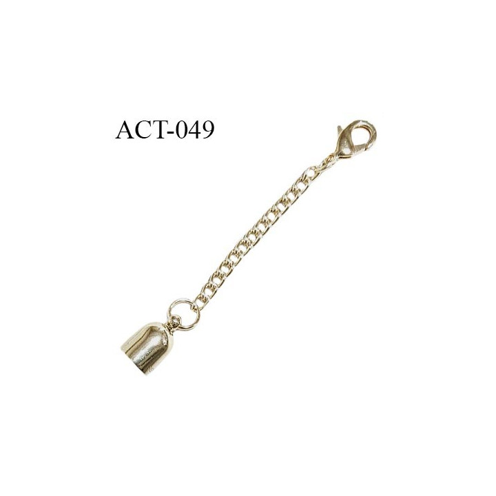Attache pompon 6 mm de diamètre intérieur couleur or avec fermoir en métal et chainette prix à la pièce