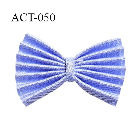Noeud plissé lingerie 36 mm couleur bleu lavande largeur 36 mm hauteur 24 mm prix à la pièce