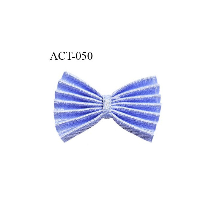 Noeud plissé lingerie 36 mm couleur bleu lavande largeur 36 mm hauteur 24 mm prix à la pièce