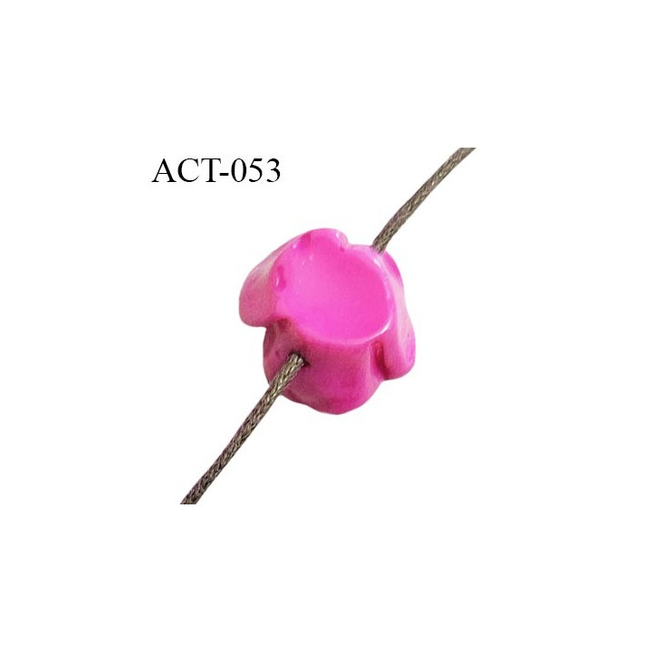 Décor accessoire perle fleur diamètre 12 mm couleur rouge en forme de rose avec passage pour un cordon de 1 mm prix à la pièce