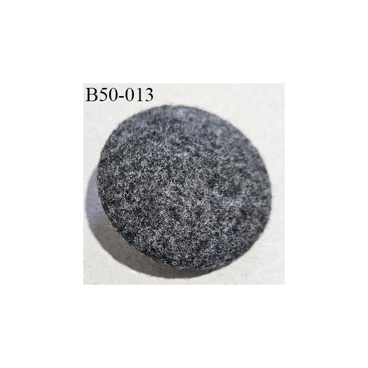 Bouton feutrine 50 mm couleur gris chiné diamètre 50 mm épaisseur 11 mm culot en alu accroche avec un anneau prix à la pièce